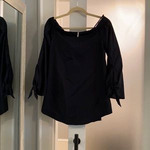 Free people off the shoulder smoked pull over top
